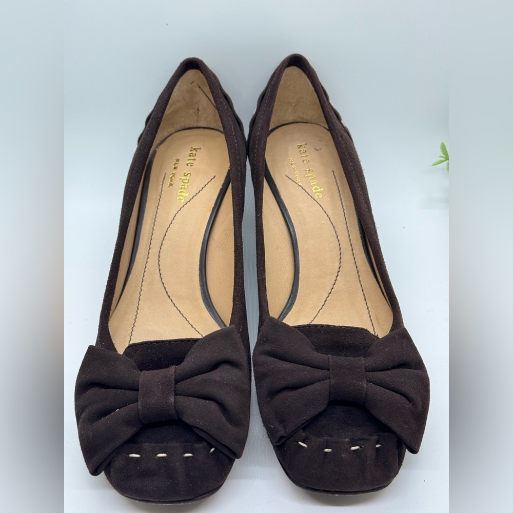 Kate Spade Brown Soft Suede Kitten Heel-size 6